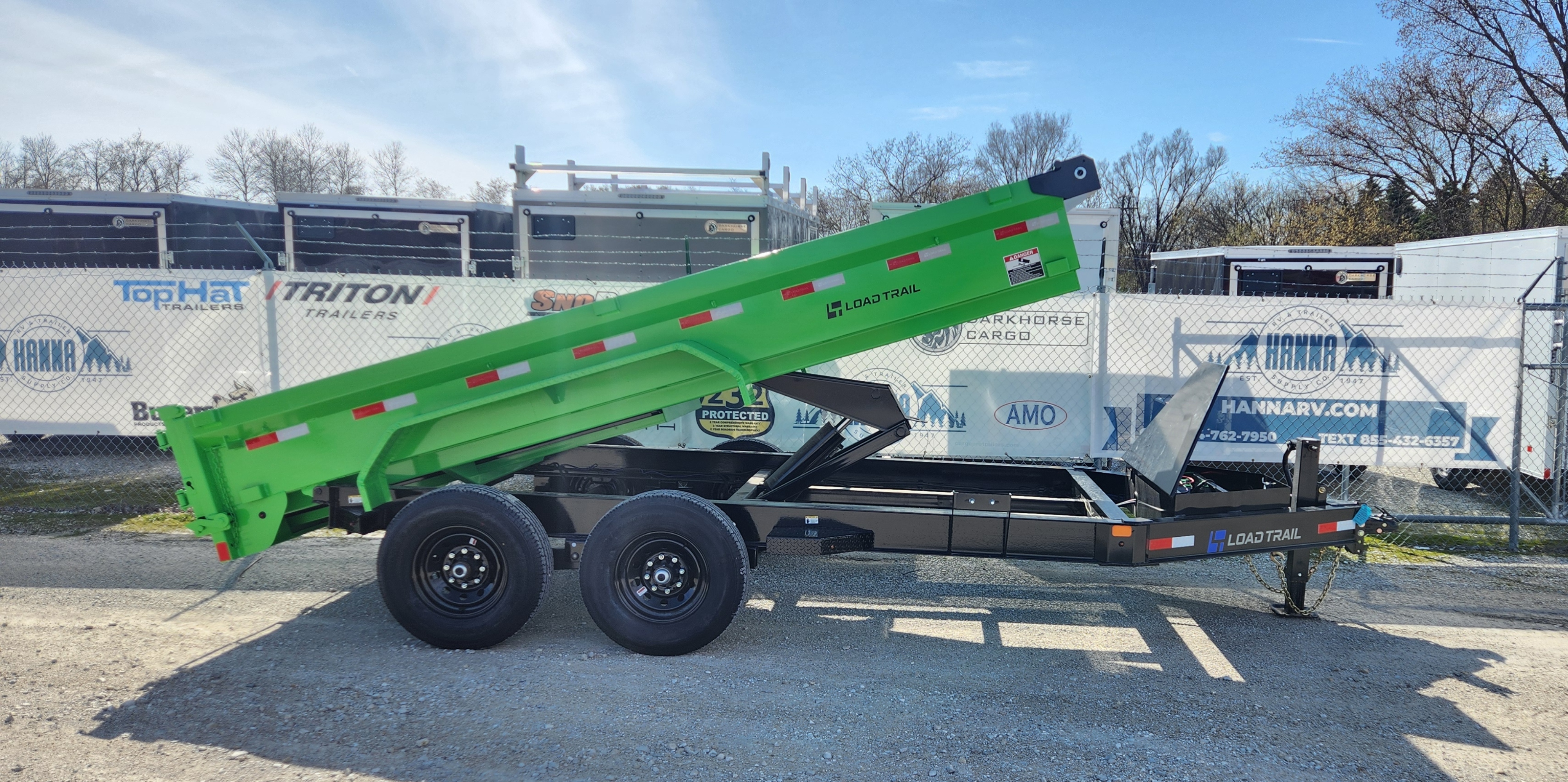 Load Trail 83 X 14 Tandem Axle 14,000 Lb Dump Trailer- 18" Sides- Kawasaki Green